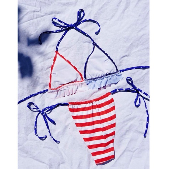 4th of July Stars & Stripes Triangle Ruffle Bikini - Picture 3 of 3
